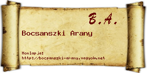 Bocsanszki Arany névjegykártya